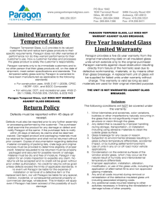 Limited Warranty for Tempered Glass Return Policy Five Year
