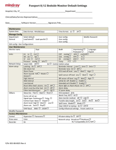 Passport 8/12 Bedside Monitor Default Settings