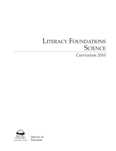 LITERACY FOUNDATIONS SCIENCE of the Literacy Foundations