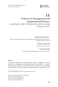 Evidence in Management and Organizational Science
