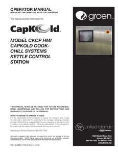 model ckcp hmi capkold cook- chill systems kettle control station