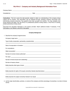 VAL-PA-6.1: Company and Industry Background Information Form