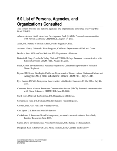 6.0 List of Persons, Agencies, and Organizations Consulted