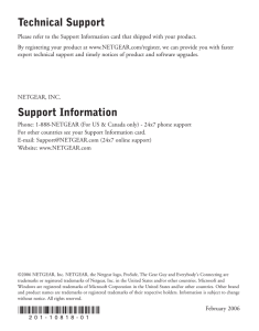 Technical Support Support Information