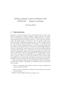 Solving optimal control problems with MATLAB — Indirect methods