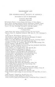 MEMBERSHIP LIST OF THB I - Mineralogical Society of America