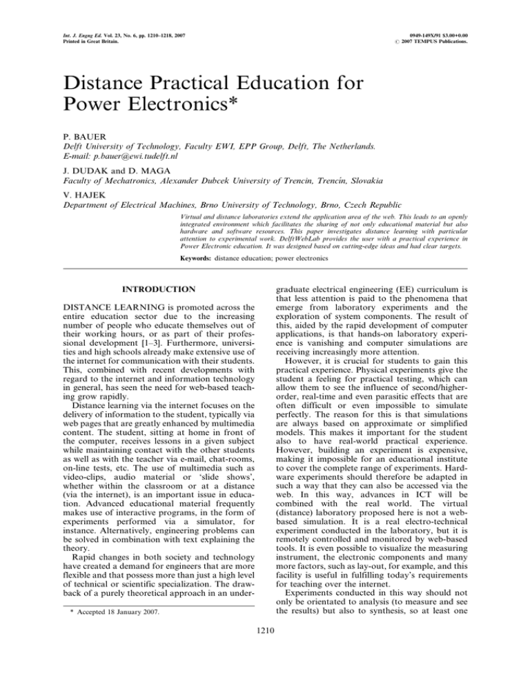 Distance Practical Education for Power Electronics