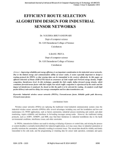 efficient route selection algorithm design for industrial sensor networks