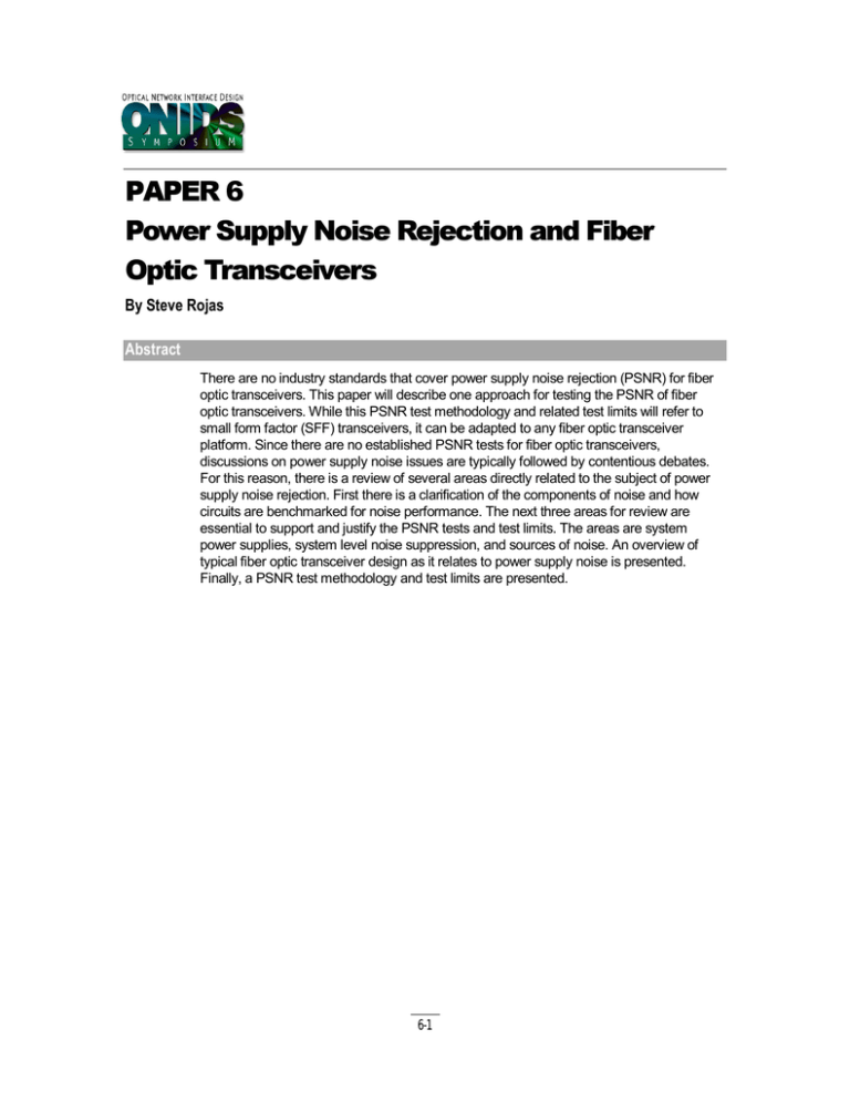 PAPER 6 Power Supply Noise Rejection and Fiber