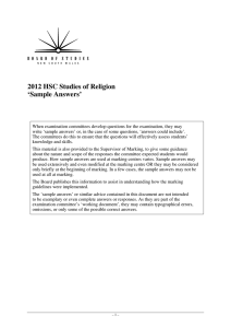 2012 HSC Sample Answers - Studies of Religion