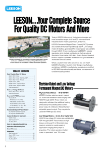 LEESON…Your Complete Source For Quality DC Motors And