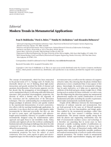 Editorial Modern Trends in Metamaterial Applications