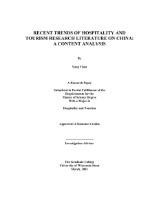 Trends of Hospitality and Tourism Research Literature - UW