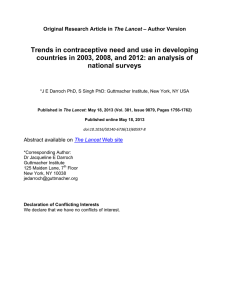 Trends in contraceptive need and use in developing countries in