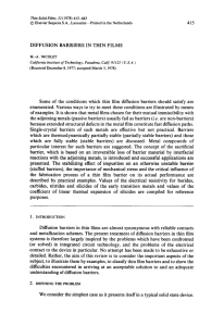 415 DIFFUSION BARRIERS IN THIN FILMS Some of the conditions