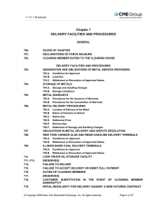 Chapter 7 DELIVERY FACILITIES AND PROCEDURES