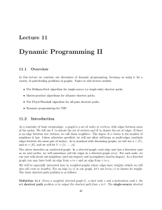 Dynamic programming II: graph algorithms, including shortest paths
