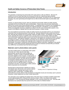 Health and Safety Concerns of Photovoltaic Solar Panels