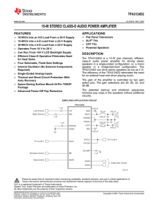 15-W Stereo Class-D Audio Power Amplifier