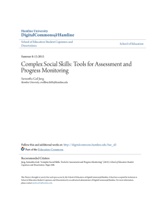 Complex Social Skills: Tools for Assessment and Progress Monitoring