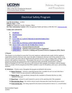 UConn Electrical Safety Program - Environmental Health and Safety