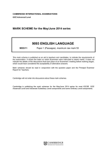 9093 ENGLISH LANGUAGE - Cambridge International Examinations