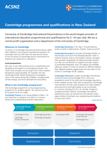 Cambridge programmes and qualifications in New Zealand