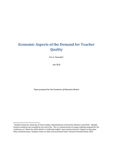 Economic Aspects of the Demand for Teacher Quality
