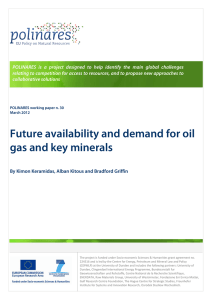 Future availability and demand for oil gas and key