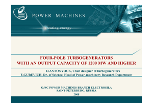 FOUR-POLE TURBOGENERATORS WITH AN OUTPUT CAPACITY