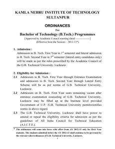 B Tech Ordinances - Kamla Nehru Institute of Technology, Sultanpur