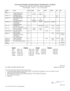 Time Table I Semester 2016-2017 - College of Dairy Food Science