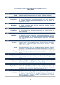 CHRONOLOGY OF TURKEY- EUROPEAN UNION RELATIONS