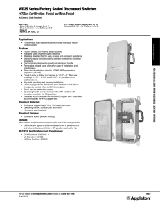 WD2S Series Factory Sealed Disconnect Switch Catalog Pages