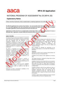 NATIONAL PROGRAM OF ASSESSMENT No 20 (NPrA 20)