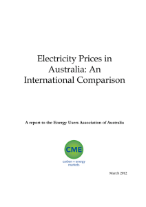 Electricity Prices in Australia: An International Comparison