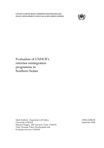 Evaluation of UNHCR`s returnee reintegration programme in