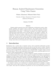 Human Assisted Randomness Generation Using Video Games