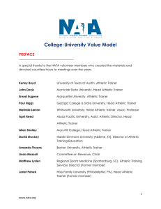 College-University Value Model - National Athletic Trainers