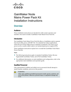 GainMaker Node Mains Power Pack Kit Installation Instructions
