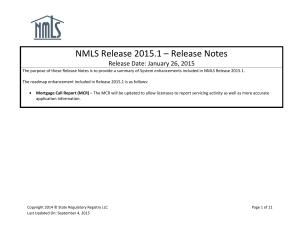NMLS Release 2015.1 – Release Notes