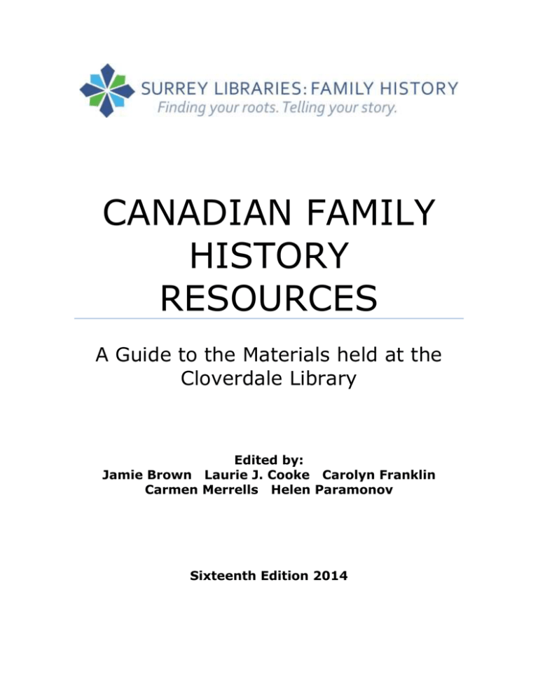 Canadian Family History Resources