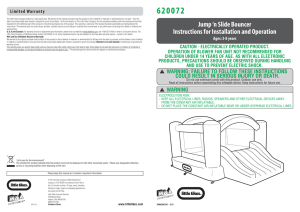 Jump `n Slide Bouncer Instructions for Installation and Operation