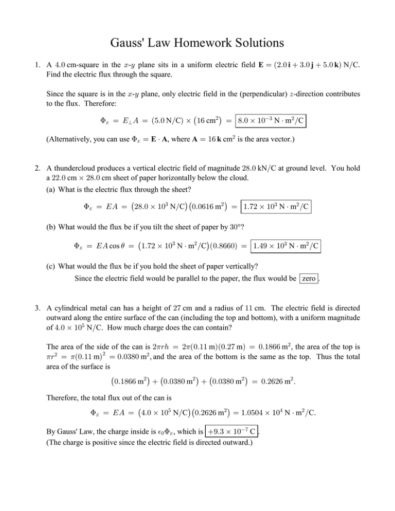 Gauss Law Homework Solutions