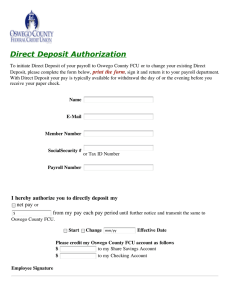 Direct Deposit Authorization - Oswego County Federal Credit Union