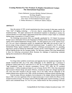 Creating Markets For New Products To Replace Incandescent Lamps