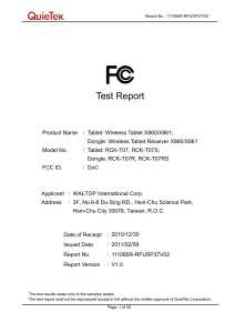 X861(White Wireless) FCC Report