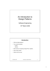 SE Design Patterns Lecture - 12 March 2004