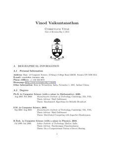 Vinod Vaikuntanathan - Department of Computer Science