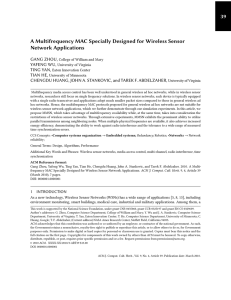 A Multifrequency MAC Specially Designed for Wireless Sensor